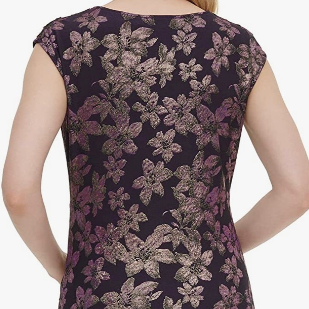 Calvin Klein Metallic Floral Top with Buttons - 2X - Picture 2 of 2